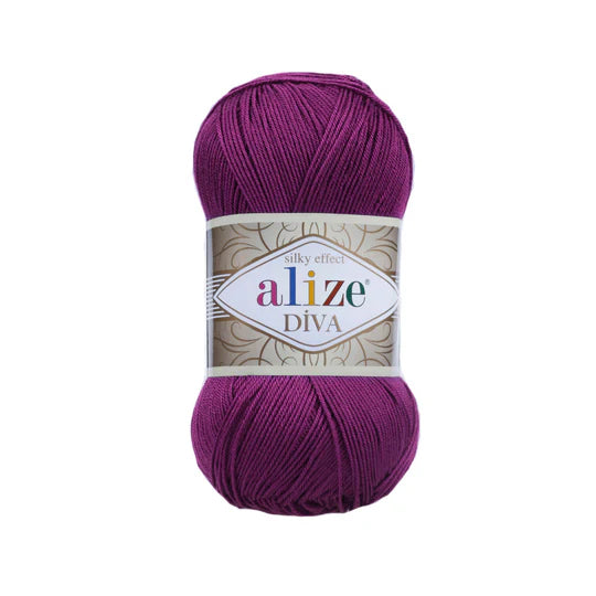 Alize Diva Knitting Yarn, Plum Purple - 297