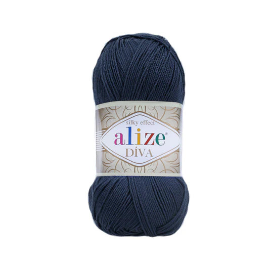 Alize Diva Knitting Yarn, Navy Blue - 361