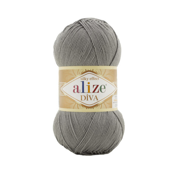 Alize Diva Knitting Yarn, Gray - 87
