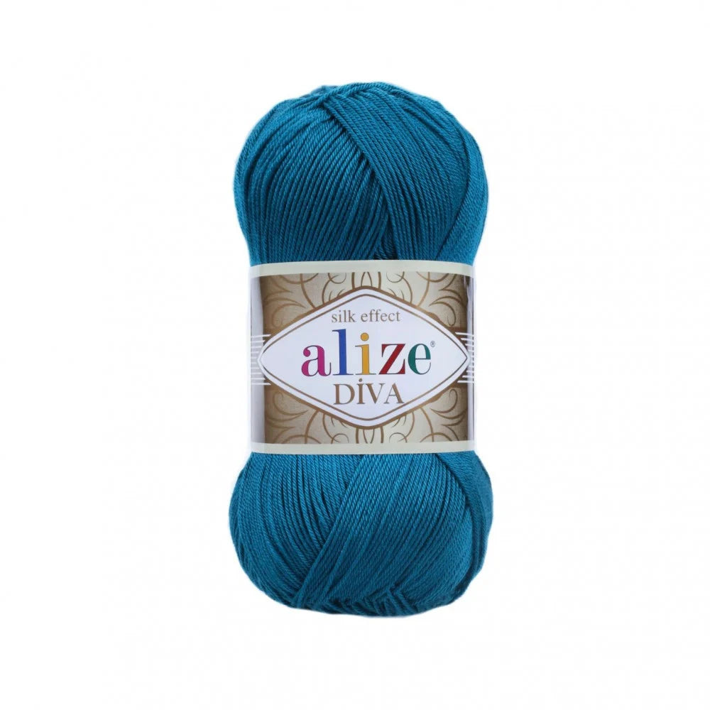 Alize Diva Knitting Yarn, Dark Turquoise 646
