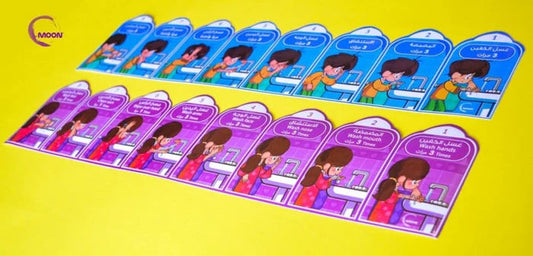 ملصق تعليم خطوات الوضوء - دليل مرئي مبسط للأطفال