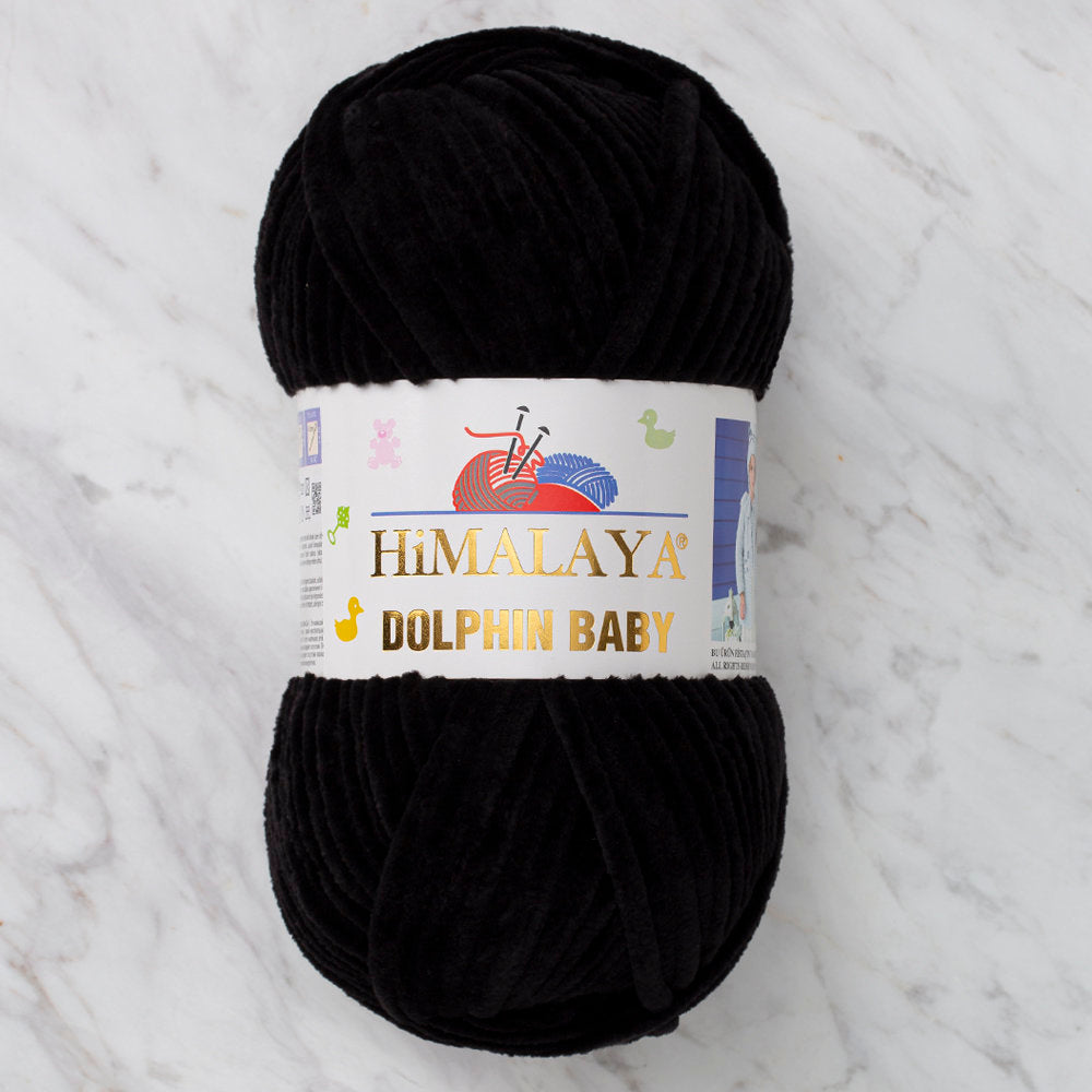 Himalaya Dolphin Baby Chenille Yarn, Black - 80311