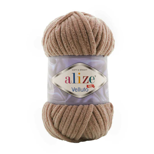 Alize Velluto Chenille Yarn, Brown - 329