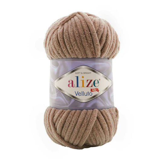Alize Velluto Chenille Yarn, Brown - 329