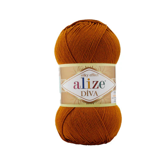 Alize Diva Knitting Yarn, Tobacco Brown - 234