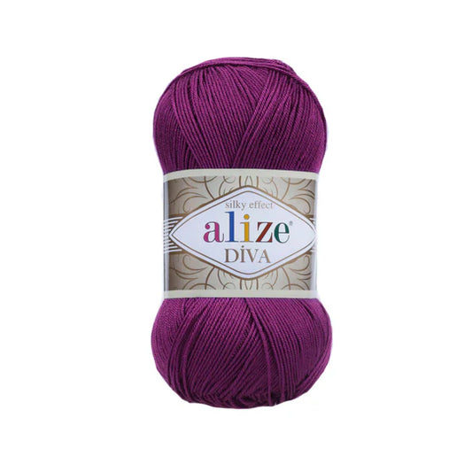 Alize Diva Knitting Yarn, Plum Purple - 297