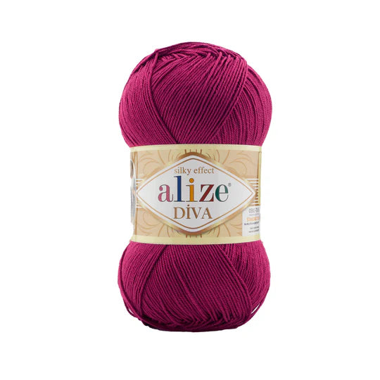 Alize Diva Knitting Yarn, Fuchsia - 326