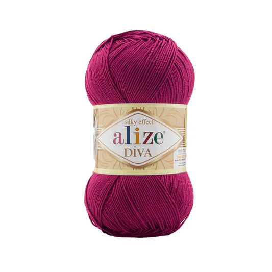 Alize Diva Knitting Yarn, Fuchsia - 326