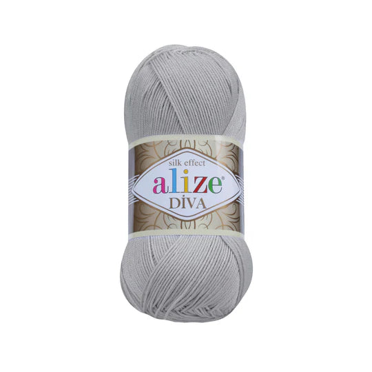 Alize Diva Knitting Yarn, Gray - 355
