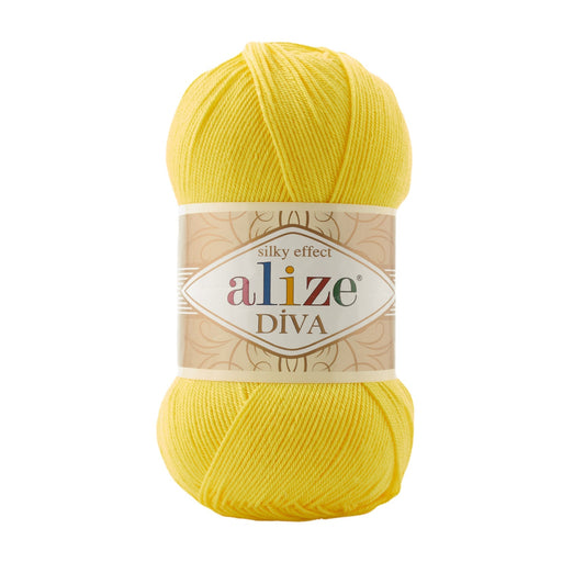 Alize Diva Knitting Yarn, Yellow - 110