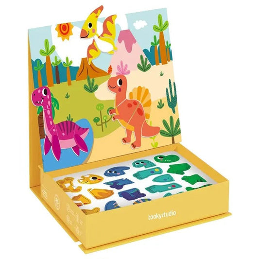 صندوق الألعاب المغناطيسي للديناصورات - 12 قطعة تعليمية للسفر