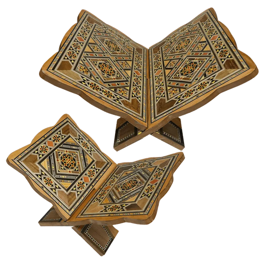 حامل قرآن من خشب الموزاييك الدمشقي - جلوس أرضي بتصميم تراثي أصيل