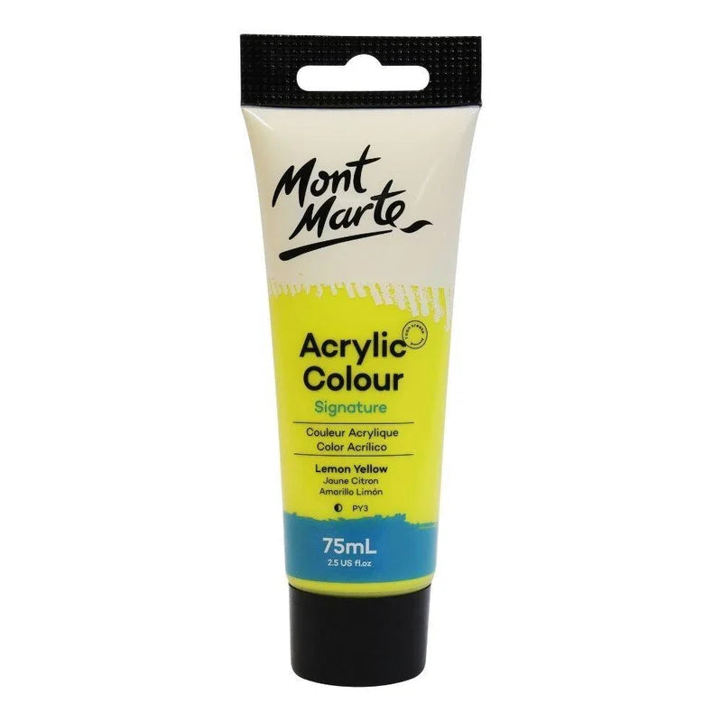 Mont Marte Signature Acrylic Paint 75ml Tube - Lemon Yellow - MSCH7502