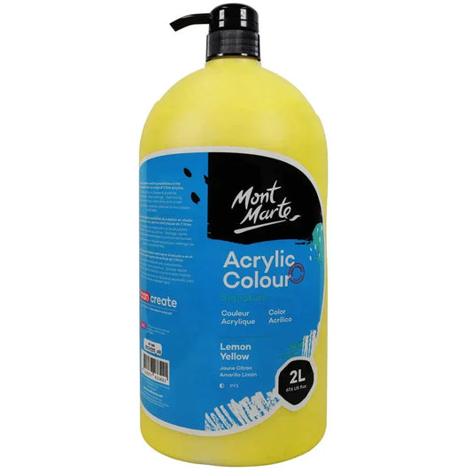 Mont Marte Signature Acrylic Paint Pump Bottle 2L - Lemon Yellow MSCH2202